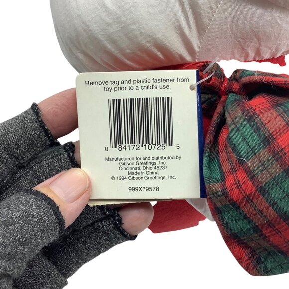 Vintage 1994 Merry Makers Santa Plush Toy Decoration Nylon Gibson Greetings 11" - Picture 4 of 7